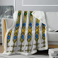 Couverture d'hiver de style éthiopien, luxueuse, en flanelle et sherpa, pour canapé, en microfibre polaire, pour lit