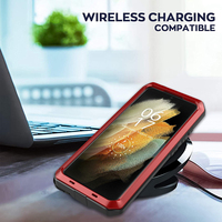 Étui de protection robuste en TPU et métal à double couche pour Samsung S21 Ultra, en aluminium anodisé, résistant