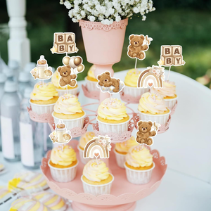 ตุ๊กตาหมีสีน้ำตาล DAMAI สำหรับตกแต่งเค้กในงานเฉลิมฉลองเปิดเผยเพศลูกชาย พร้อมการ์ดกระดาษ - Product Image 6