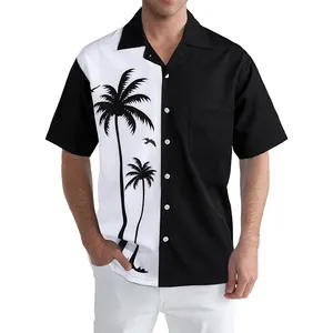 승화 인쇄 알로하 빈티지 비치 셔츠 캐주얼 꽃 도매 맞춤 티셔츠 남성 하와이 셔츠
