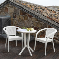 3 pièces Garden Patio Cafe Bistro Tables et chaises en rotin PP Outdoor