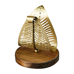 Servilletero de arte del hierro con <span class=keywords><strong>Base</strong></span> de madera de estilo nórdico, servilletero de restaurante, soporte de papel tisú, decoración del hogar - Product Image 5