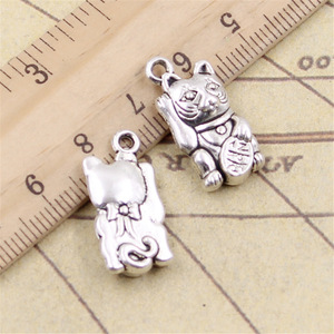Charms Lucky Cat 23x11mm Tibétain <span class=keywords><strong>Argent</strong></span> Couleur Pendentifs Antique Fabrication de Bijoux DIY Artisanat Fait Main - Product Image 2