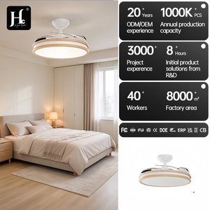 Ventilateur de plafond LED moderne avec moteur DC, 3 pales, télécommande, intensité variable, blanc chaud 3000K-6000K, montage en suspension, pour salon, en métal - Product Image 3