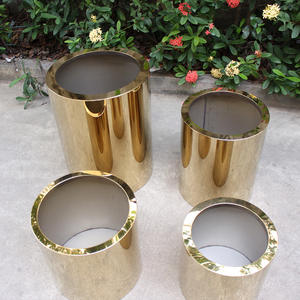 Jardinière en métal cylindrique <span class=keywords><strong>de</strong></span> couleur dorée personnalisée, grand <span class=keywords><strong>pot</strong></span> à fleurs en <span class=keywords><strong>acier</strong></span> inoxydable - Product Image 5
