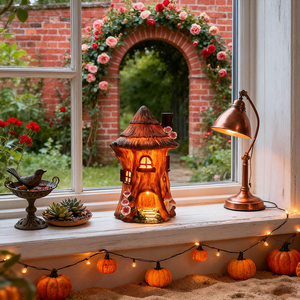 Sculpture de <span class=keywords><strong>petite</strong></span> <span class=keywords><strong>cabane</strong></span> en résine à motif champignon - Détails peints à la main en 3D, ambiance apaisante pour l'espace de vie, article autonome - Product Image 4