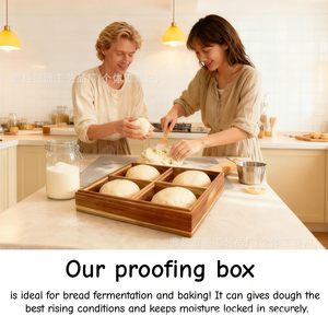 Caja de fermentación de masa de madera con tapa, 5 kg, para almacenamiento de pan, pizza, tostadas, herramienta de cocina - Product Image 4