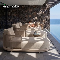 Chaise longue d'extérieur moderne de luxe en corde tressée, lit de soleil rembourré, canapé-lit de jardin pour hôtel et bord de piscine