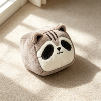 Coussin cube en peluche personnalisé en forme de raton laveur, jouet en peluche doux, cadeau en gros pour fêtes et événements pour enfants et adultes