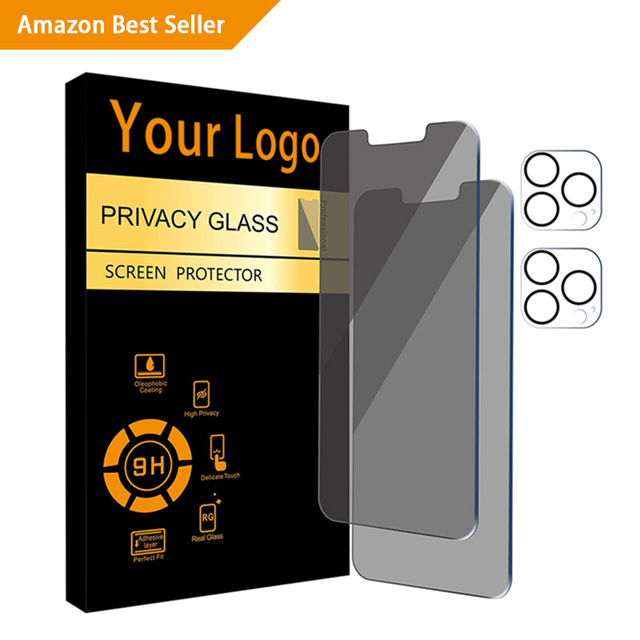 Wholesale 9H 2.5D HD Clear Anti Spy Peep Privacy Tempered Glass Screen Protectors for iPhone 12 13 14 Pro Max