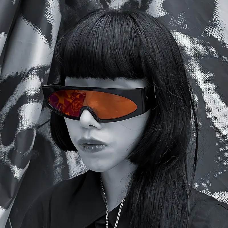 Gafas de Sol de gran tamaño con montura grande a prueba de viento Steampunk de lujo 2024, gafas de sol personalizadas de una pieza de alta calidad para mujer