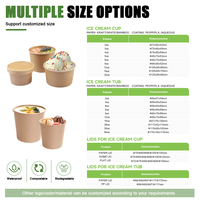 Conteneur d'emballage pour collations en papier kraft blanc de qualité alimentaire personnalisé, bol, gobelet en papier pour crème glacée avec couvercle pour boutique de desserts