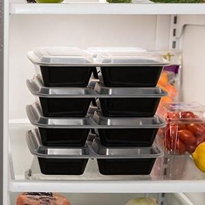 Boîte à lunch jetable rectangulaire à 3 compartiments de style américain, micro-ondable, réfrigérable, en plastique, à emporter - Product Image 6