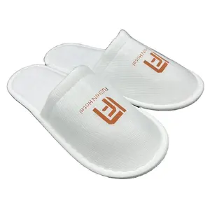 hotel Custom Disposable Hotel Amenities Luxury Soft Nap Cloth Cotton Closed Toe Guests Room SPA slipper