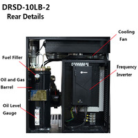 Compresseur industriel DRSD-10LB-2, pression : 8 bars, compresseur d'air à vis intégré de 7,5 kW avec sécheur frigorifique/réservoir d'air/filtre