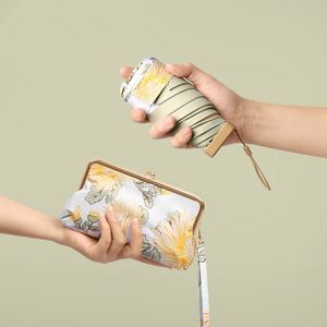 Parasol de poche mini de luxe, super qualité, pliable en 6 sections, léger et portable, avec étui pour femme - Product Image 2