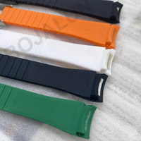 Bracelet de Montre en Caoutchouc Silicone de Haute Qualité à Embout Courbé 20 mm pour Hommes, Bracelet-Montre de Plongée Noir Vert Bleu