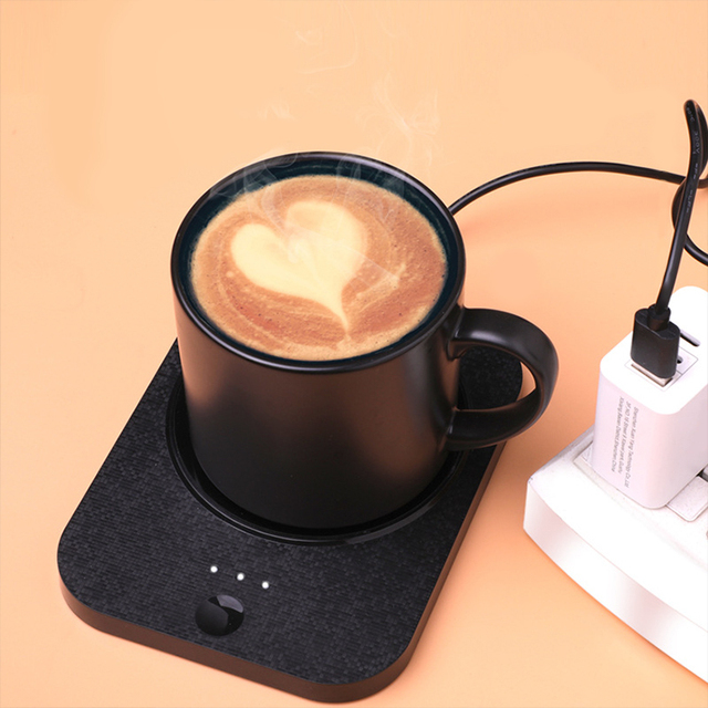 Eco-Friendly Temperature Control Electric Heater Cup Coffee Ceramic Mug Warmer Thermostatic Cup Set With Heating Coaster