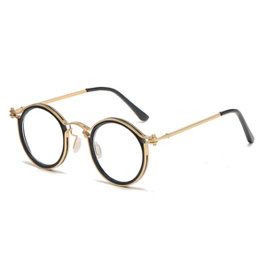 Lunettes de vue photochromiques de luxe classiques à monture ronde en métal, bloquant la lumière bleue - Product Image 2