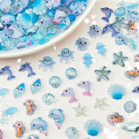Charmes pour nail art de la série Ocean, bijoux mignons en forme de dauphin, petite étoile de mer, méduse, résine, bricolage, décoration de la maison, étui de téléphone