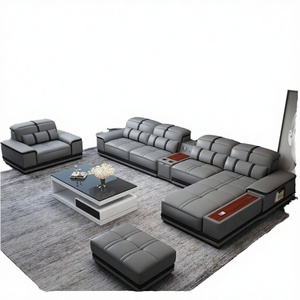 Ensemble de canapés modulaires inclinables et extensibles en cuir synthétique, style nordique moderne, en velours, pour le bureau - Product Image 2