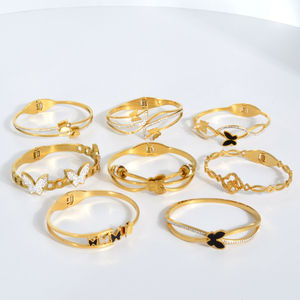 Brazalete de Acero Inoxidable con Baño de Oro de 14k para Mujer, Joyería de Moda, Surtido Variado 316L - Product Image 5