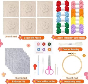 XIXI Kit de broderie au poinçon rond pour débutants, adultes et enfants, motif floral, facile à réaliser, en promotion - Product Image 2