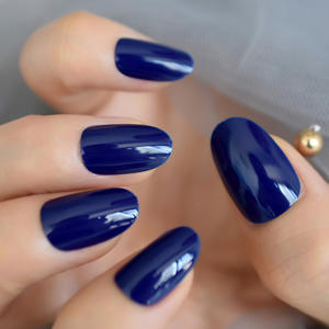 Gel uñas postizas diamante azul brillante cubierta de esmalte diseñado uñas puntas artificiales prensa falsa <span class=keywords><strong>en</strong></span> uñas con pestañas adhesivas 24 piezas - Product Image 6