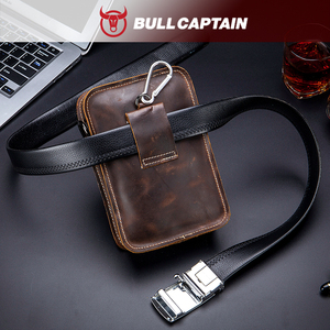 Bullcaptain Crazy Horse leather waist bag VintageBelt <b>Pouch</b> Bag Small Crossbody Shoulder Bags Fanny Pack <b>Men</b> Messenger Bags - Product Image 2