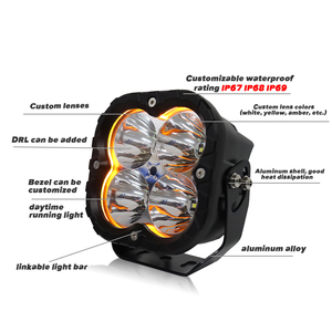 New 5 inch <span class=keywords><strong>LED</strong></span> lái xe ánh sáng 80 Wát 8000LM lũ màu trắng vuông nhôm chất lượng cao với drlpods cho ATV/UTV - Product Image 2