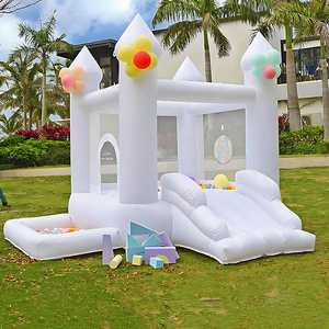 Maison gonflable blanche personnalisée avec château gonflable avec toboggan pour fête d'anniversaire mariage arrière-cour intérieur/extérieur - Product Image 2