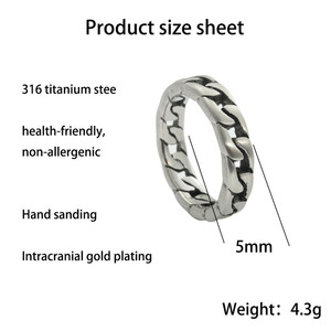 Anillo de Cadena de Acero de Titanio para Hombre, Plata y Oro, Estilo Punk Retro, Diseño Geométrico Hueco, Joyería de Uso Diario 24067 - Product Image 4