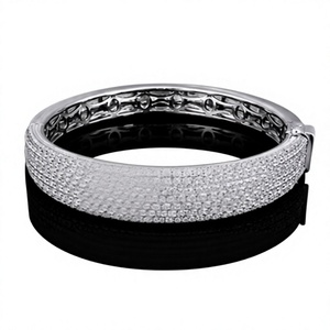 Orelia Luxe 925 Silver Gold Plated Moissanite <b>Freshwater</b> <b>Pearl</b> Eternity Band Cuff <b>Bracelet</b> Brilliant Cut Pave Setting Gift - Product Image 2