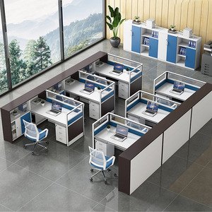 Рабочая станция, мебель, офисная Рабочая станция, рабочее место на 6 персон, L-образная офисная Рабочая станция - Product Image 2