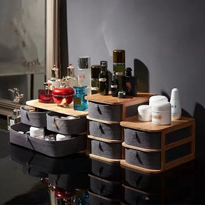 Hot selling 2022 amazon 2 tire wood bamboo storage box makeup organizer for jewelry cosmetic