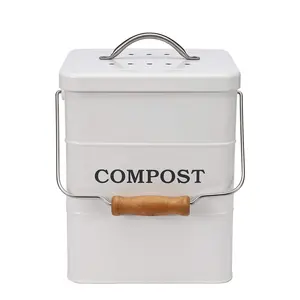 Hoge Kwaliteit Eco Vriendelijke Compost Bin Voedsel Afval Emmer Biologische Rechthoekige Compost Bin 6.2 Liter Keuken Vuilnisbak Met Deksel