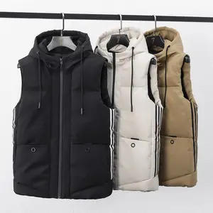 2023 Men's Winter Warm Windproof Coats Vest Fashion Outdoor Waterproof Hooded Puffer Coats Vest