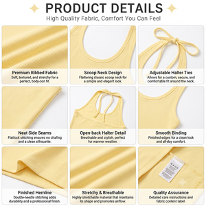 Débardeur Halter Côtelé Uni pour Femme, Sans Manches, Coupe Ajustée, Camisole Multicolore, Logo Personnalisé, OEM ODM, Vente en Gros - Product Image 3