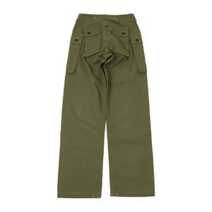 Pantalon cargo taille haute à jambe large avec braguette boutonnée, 100% coton sergé, motif chevrons Marine Corps, vente en gros - Product Image 3
