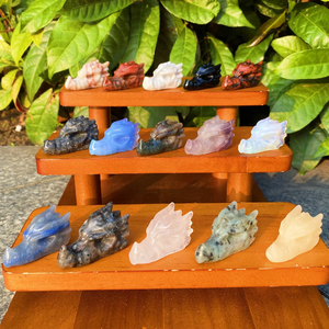 Cabeza de dragón tallada a mano de cristal <span class=keywords><strong>Natural</strong></span> de 7cm, estatua de Animal de piedras preciosas múltiples, figurita curativa de Reiki para decoración del hogar, regalos de cristal - Product Image 1
