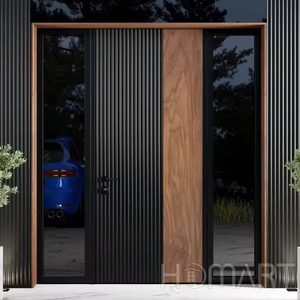 Portes d'entrée pivotantes extérieures en bois massif, dernier design de l'usine d'origine, entrée principale pour appartements et hôtels - Product Image 3