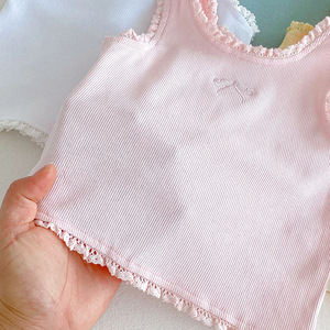 Camisetas sin mangas de verano para bebés niñas, <span class=keywords><strong>camiseta</strong></span> básica de algodón fino con volantes y bordados, ropa interior y exterior para niños - Product Image 4