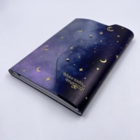 Carnet de notes en cuir imprimé motif étoiles et lune, format A4 A5 A6 B5 B6, planificateur de budget hebdomadaire, organisateur financier mensuel, agenda mignon