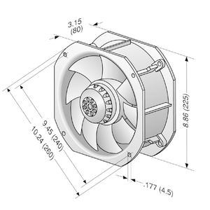 Ventilateur axial de refroidissement à moteur à broche résistant aux hautes températures ebmpapst W2E200-HH86-01 115V AC 80W M2E068-BF 225x225x80mm - Product Image 4