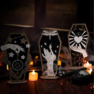 ชั้นวางของรูปโลงศพตกแต่งผนังแบบ DIY ปรับแต่งได้ สไตล์โกธิคสุดหลอน ของตกแต่งบ้าน ของใช้บนแท่นบูชาเวทมนตร์ วิคคา ของขวัญทางจิตวิญญาณ - Product Image 6
