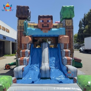 Location de château gonflable commercial WINWAYTOYS Minecraft à double piste, style pixel, en PVC, taille personnalisée, pour le plaisir - Product Image 2