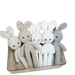 Handmade Tự Nhiên Amigurumi Crochet Dệt Kim <span class=keywords><strong>Bunny</strong></span> Comforter Đồ Chơi Mềm Thỏ Sang Trọng May Dệt Đồ Chơi Cho Bé Mặt Hàng Nóng - Product Image 3