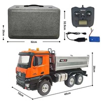 Huina 1598 Camión Volquete de Metal de Aleación con Control Remoto 1:14, Plataforma Elevadora Realista, Vehículo de Ingeniería RC, Estuche Portátil, Juguete de Colección