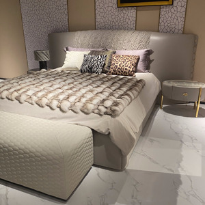 Lit double en cuir de style moderne pour chambre principale, lit de mariage, villa de luxe italienne <span class=keywords><strong>Robert</strong></span>, chambre à coucher à écran large - Product Image 2