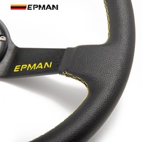 Volant de course universel EPMAN 350 mm (14 pouces) à fond profond en cuir PVC pour voiture, drift, sport, 6 boulons, PCD 70 mm EP-FXP7709